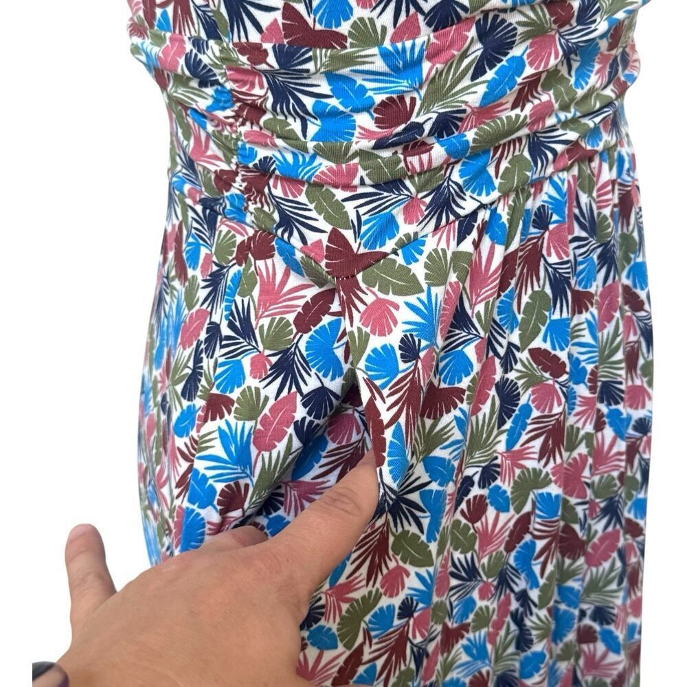 Boden Effie Palm Leaf Print V-Neck Sleeveless Midi Fit & Flare Dress Multi US 4P - Picture 8 of 16